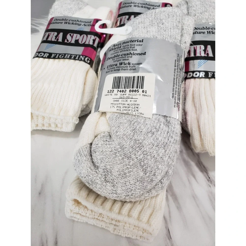 NEW 4 PAIRS Vintage USA Cotton Crew Socks Sport Size 4-10 Mens 80s 90s gym